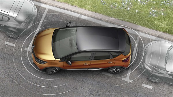 Renault CAPTUR - Schéma représentant le véhicule et ses radars de recul 