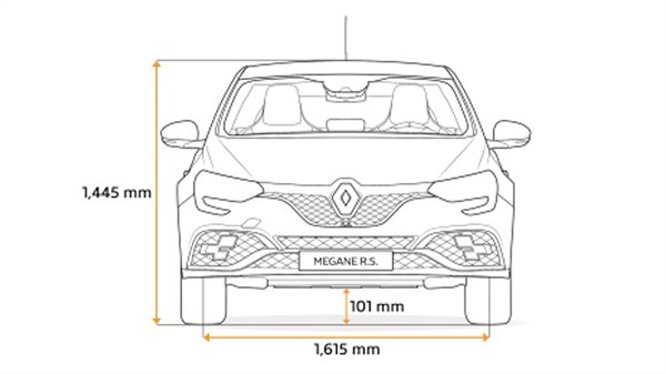 Renault MEGANE RS - schéma dimensions face avant
